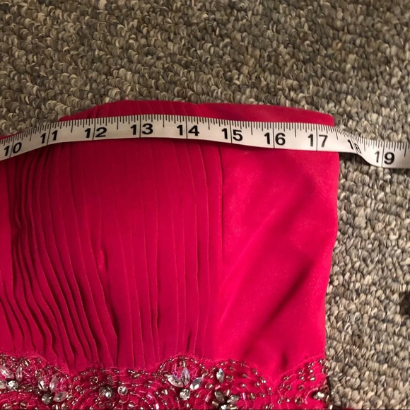 Pink Chiffon Strapless Graduation Dress Beaded Accent Scarf Size 4 - Picture 6 of 11